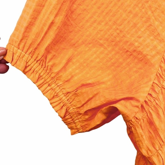 Lane Bryant Petite Orange Fitted Smocked Bodice Peplum Top Sz 24P NWT - Picture 5 of 8